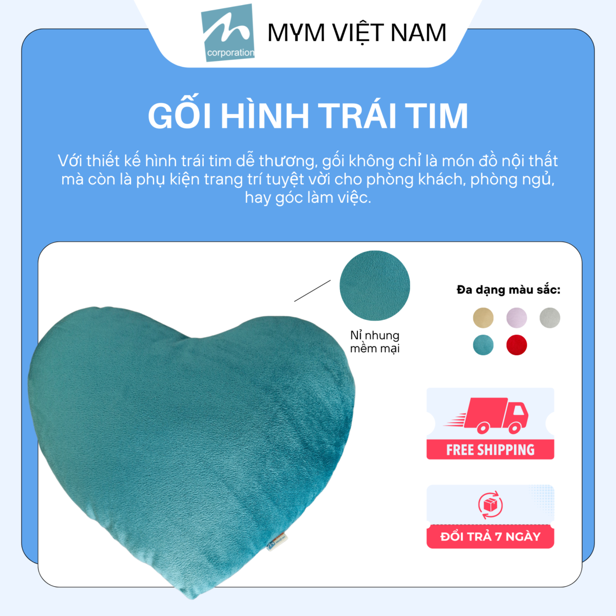 Gối Hình Trái Tim Mẫu 02