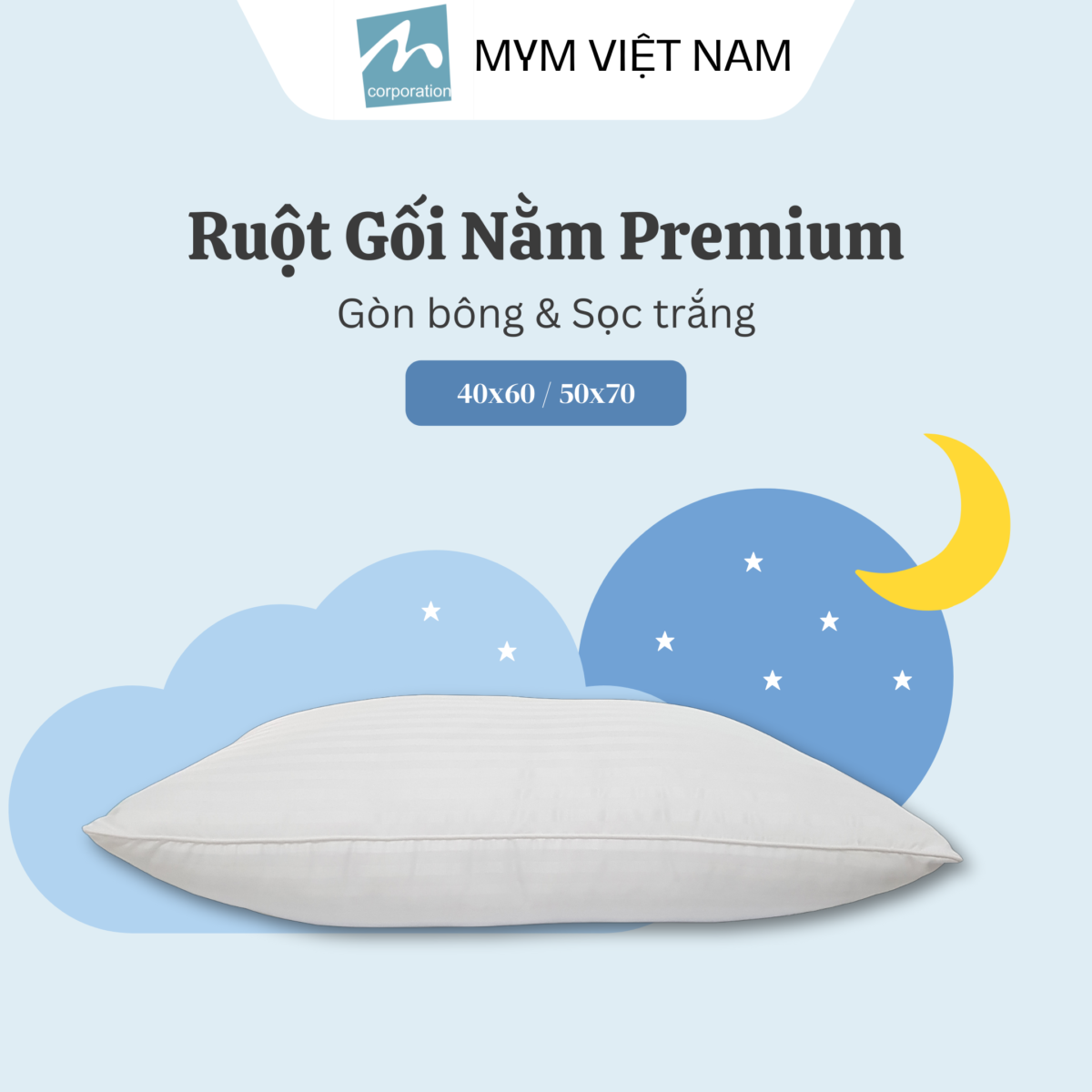 Ruột Gối Nằm Microfiber Sọc Trắng