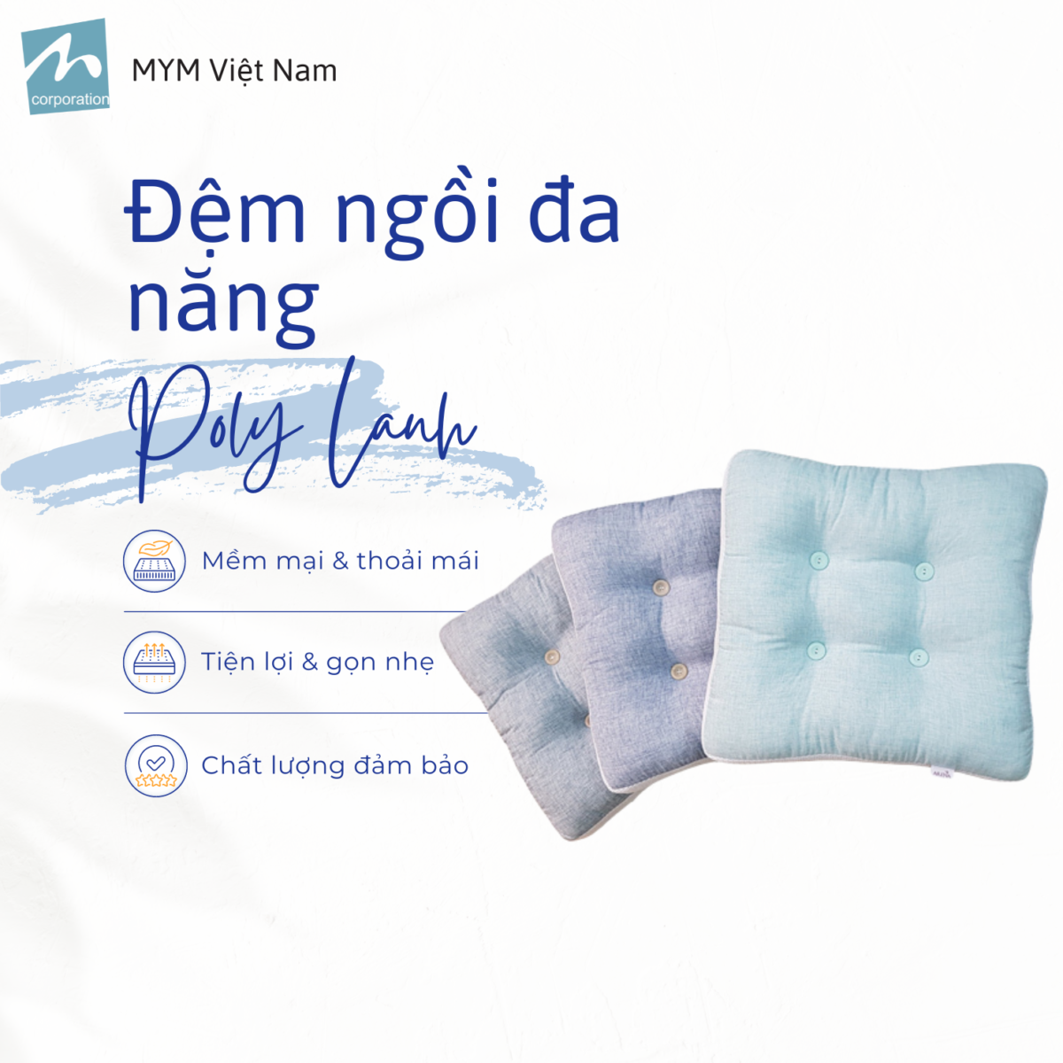 Đệm Ngồi Đa Năng Poly Lanh