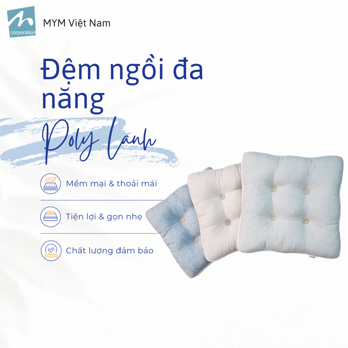 Đệm Ngồi Đa Năng Poly Lanh