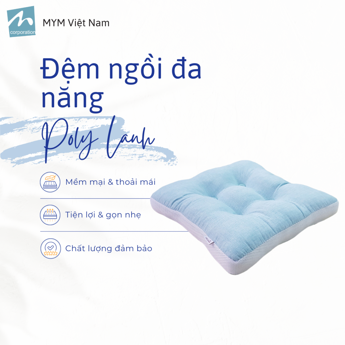 Đệm Ngồi Đa Năng Poly Lanh Mẫu 1