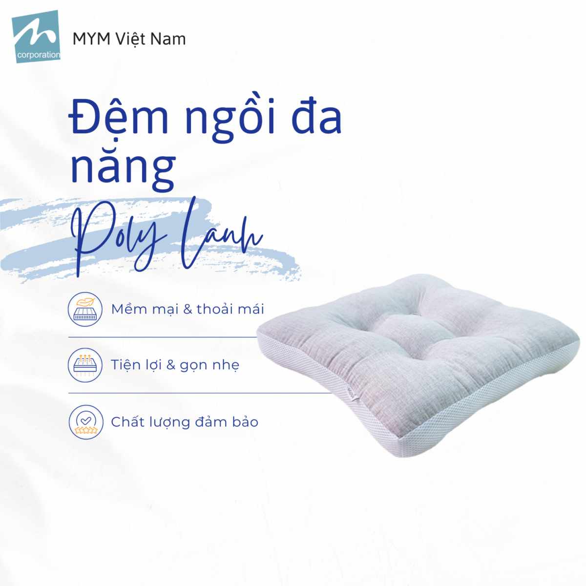 Đệm Ngồi Đa Năng Poly Lanh Mẫu 2