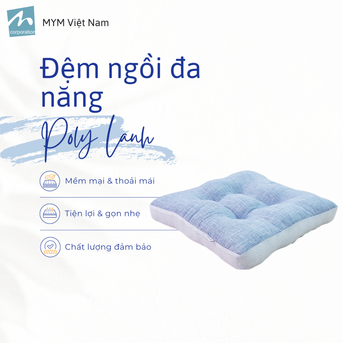 Đệm Ngồi Đa Năng Poly Lanh Mẫu 3