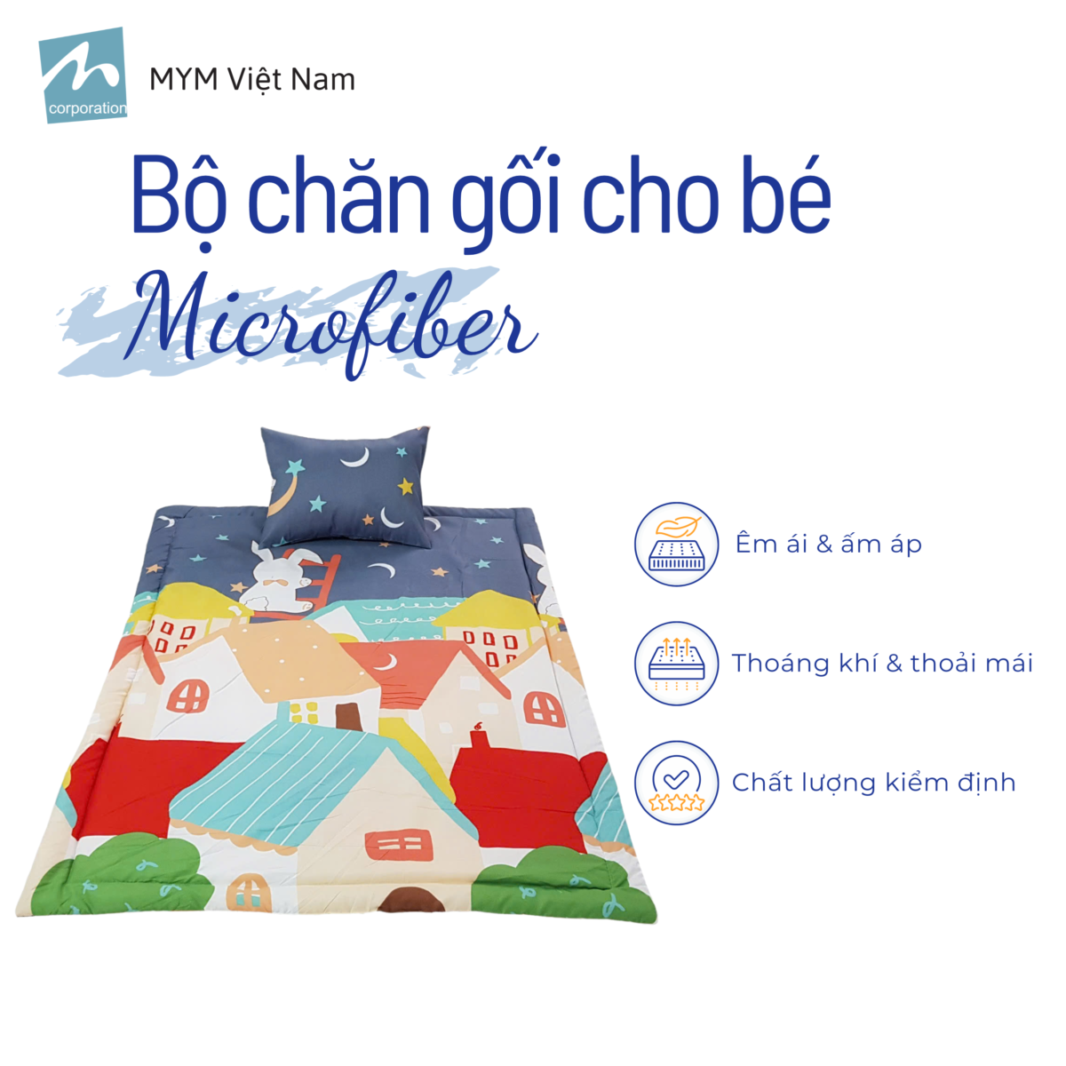 Bộ chăn gối Microfiber mẫu 4