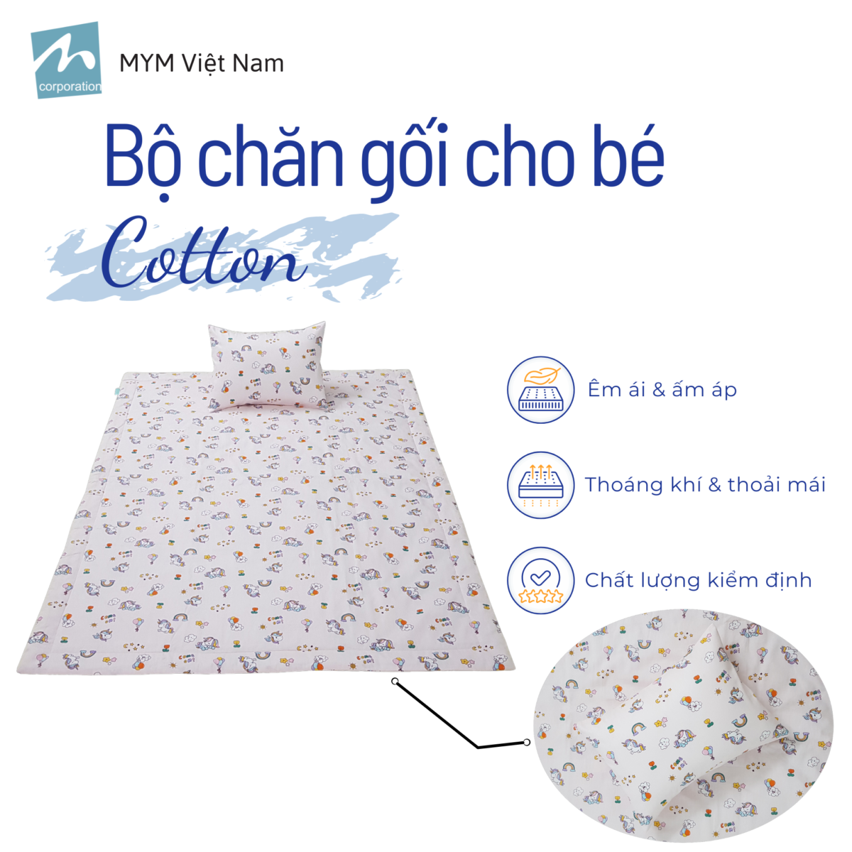 Bộ Chăn Gối Cotton Mẫu 2