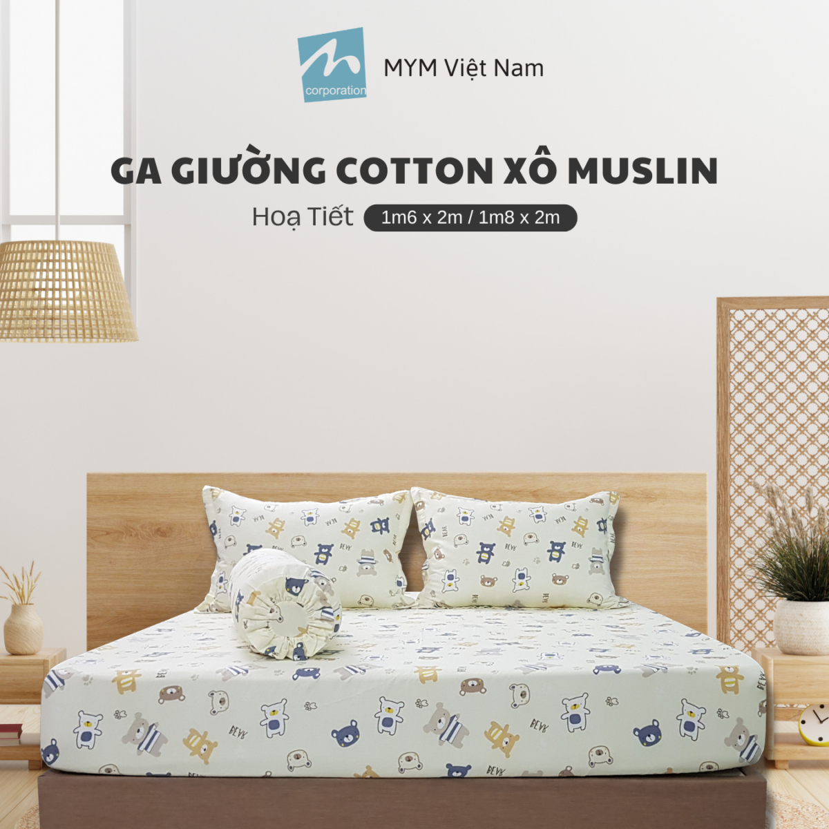 Bộ Drap Gối Xô Muslin Mẫu 13