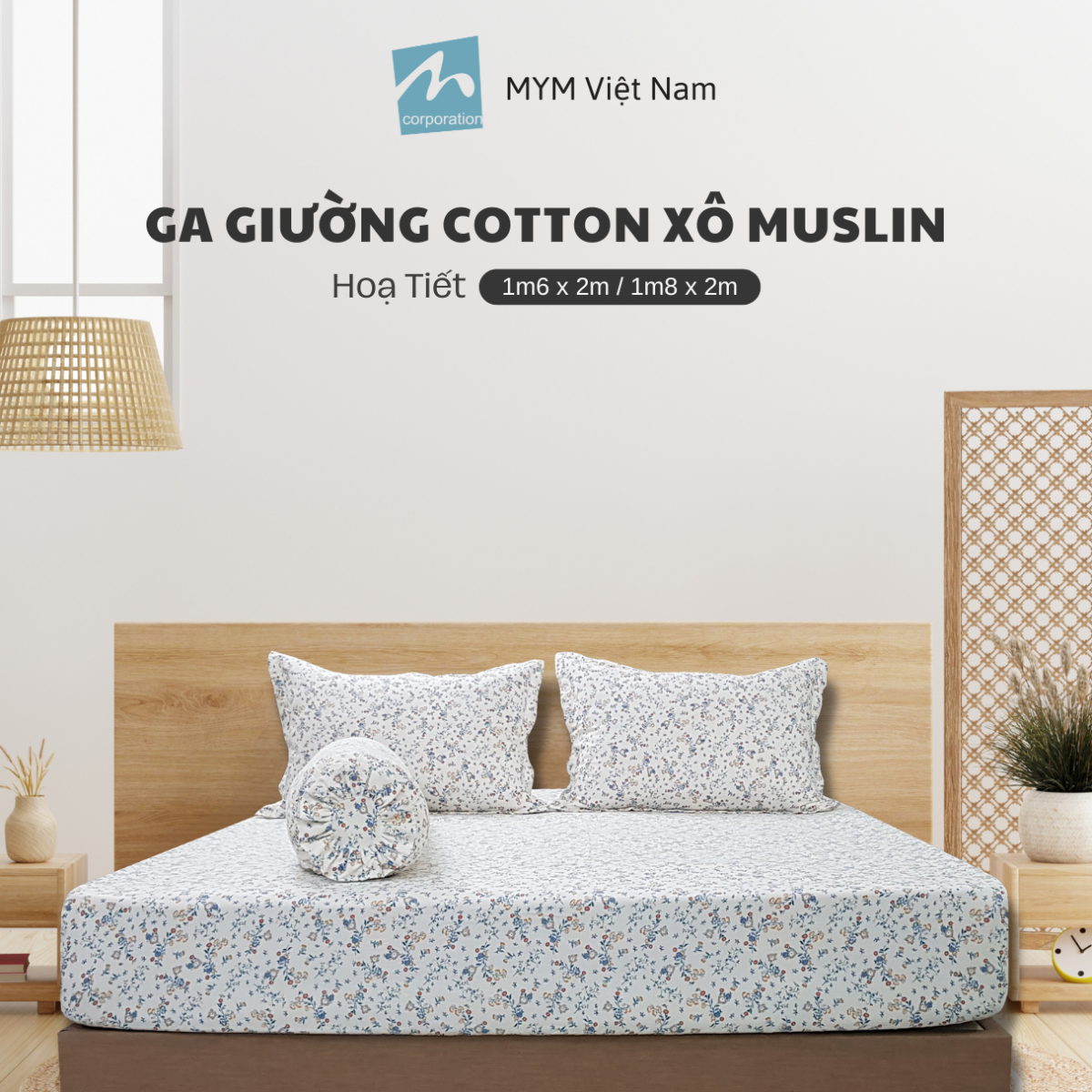 Bộ Drap Gối Xô Muslin Mẫu 2