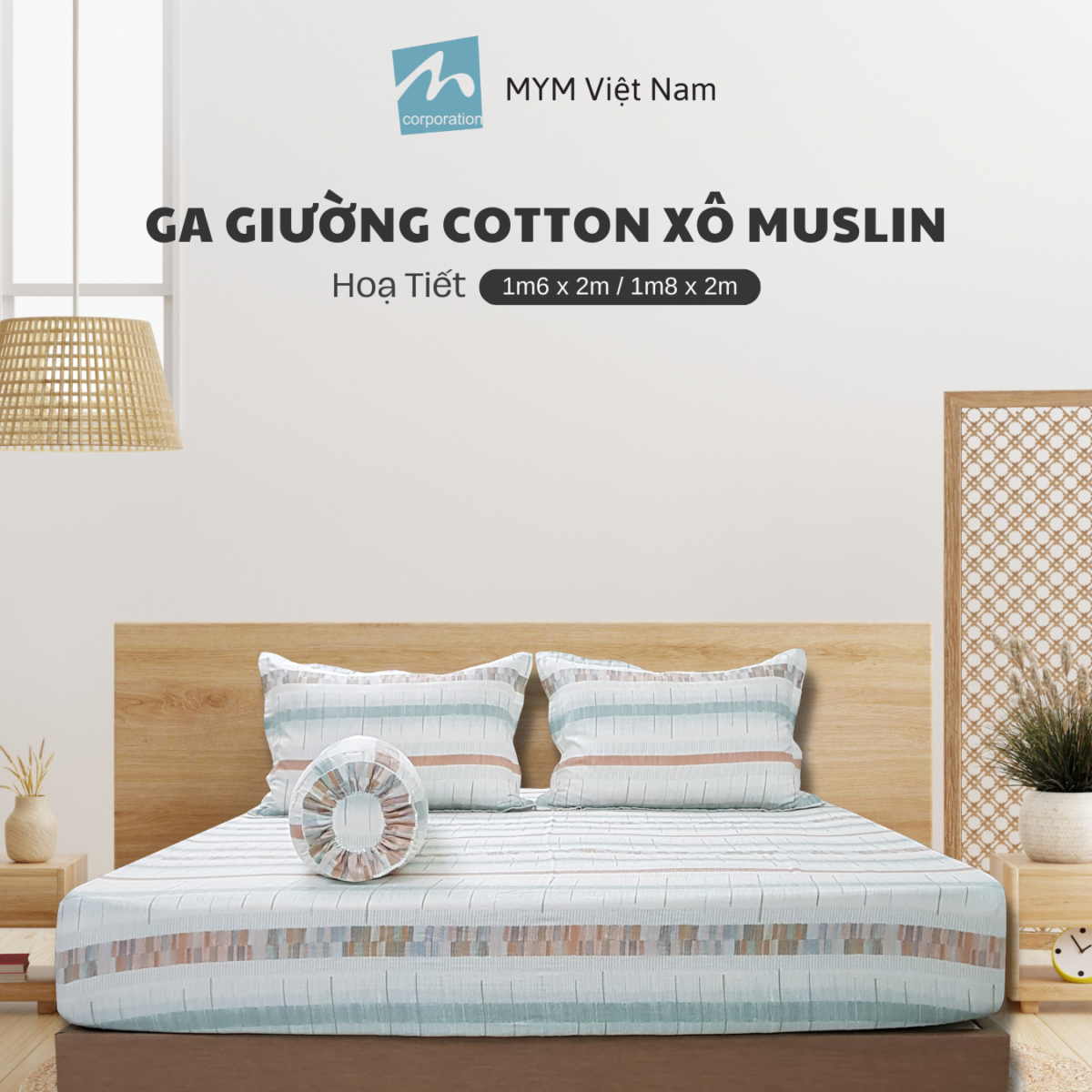 Bộ Drap Gối Xô Muslin Mẫu 5