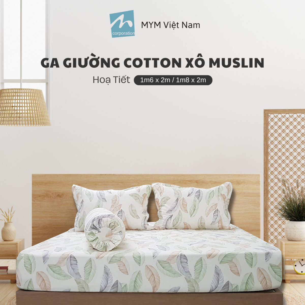 Bộ Drap Gối Xô Muslin Mẫu 6