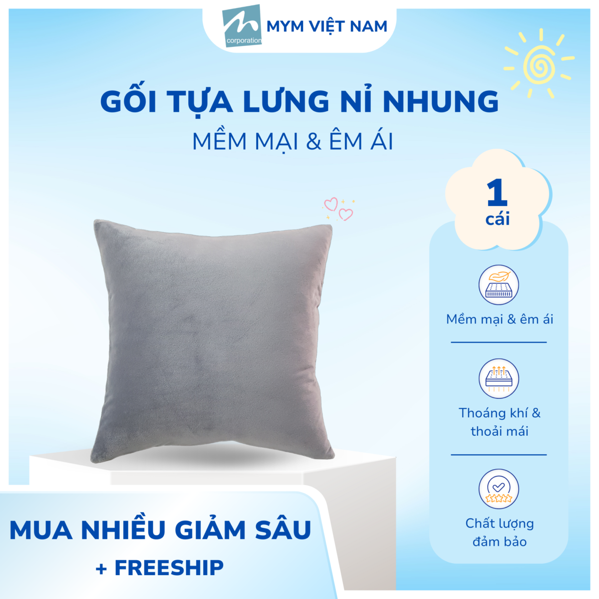 Gối Tựa Lưng Nỉ Nhung Mẫu 1