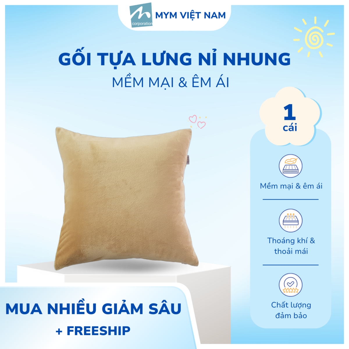 Gối Tựa Lưng Nỉ Nhung Mẫu 3