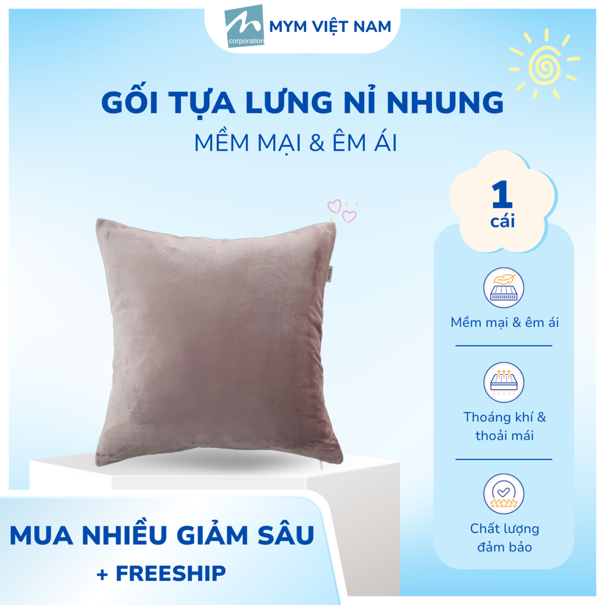 Gối Tựa Lưng Nỉ Nhung Mẫu 4