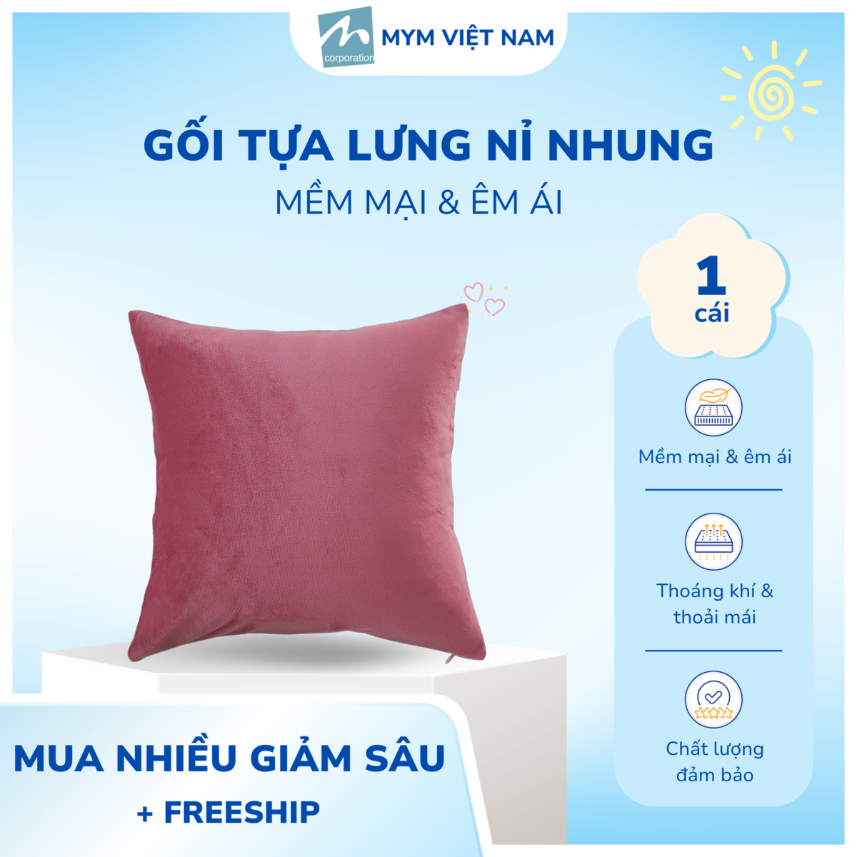 Gối Tựa Lưng Nỉ Nhung Mẫu 7