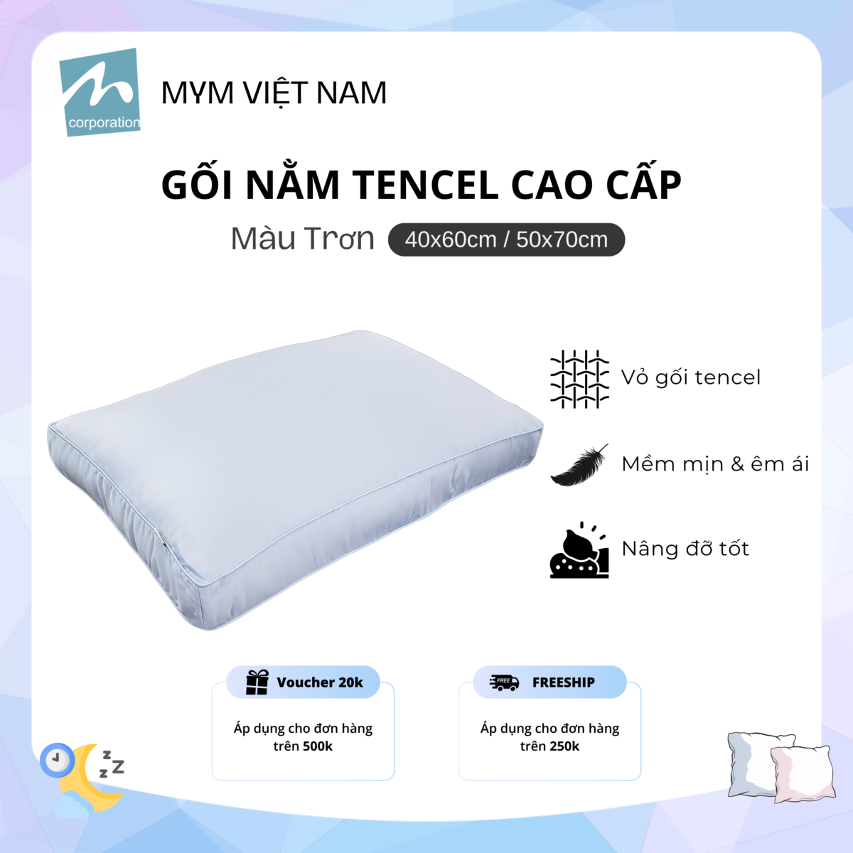 Gối nằm tencel cao cấp mẫu 3