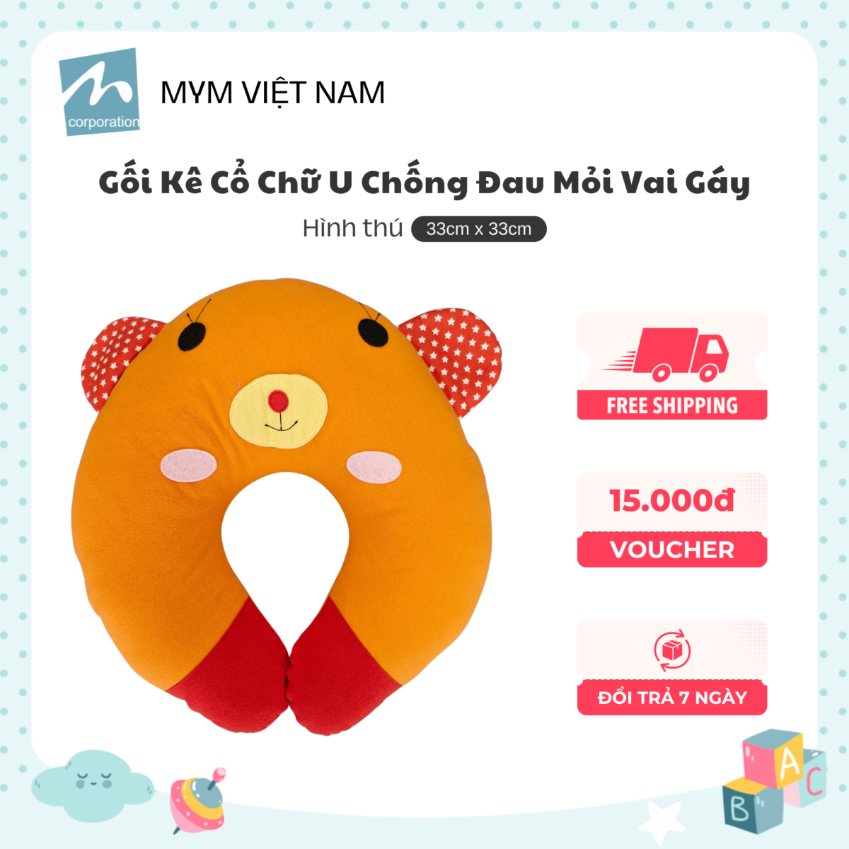 Gối tựa cổ cotton xốp mẫu 3