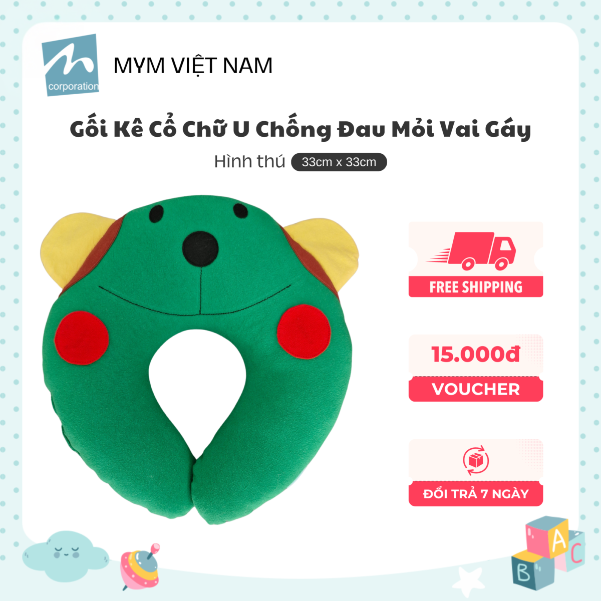 Gối tựa cổ cotton xốp mẫu 6