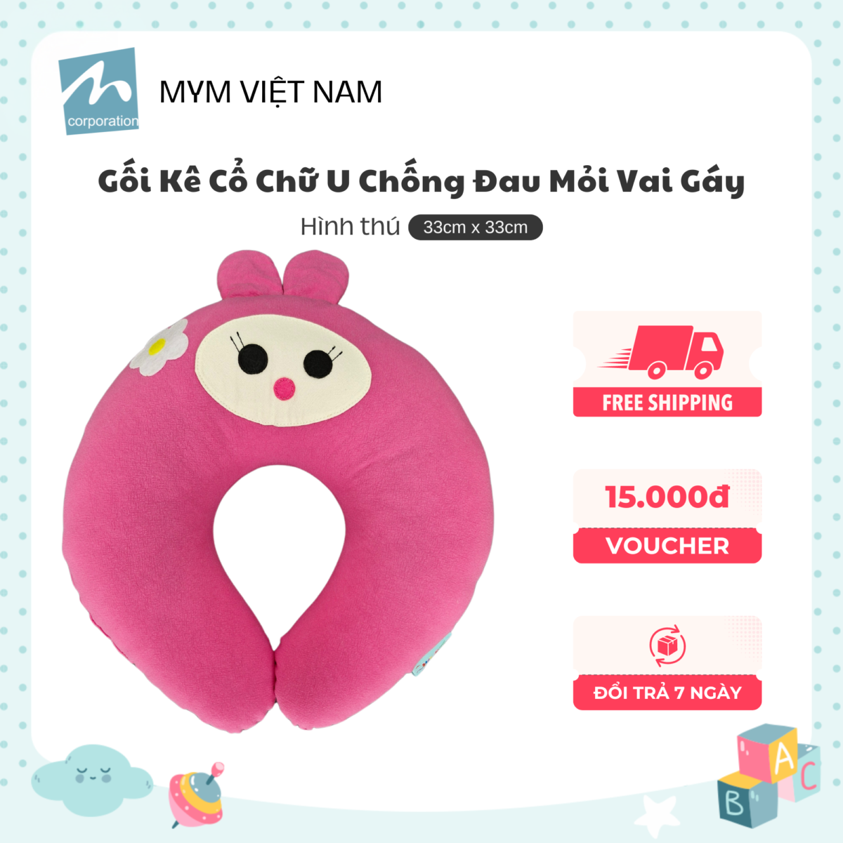 Gối tựa cổ cotton xốp mẫu 7