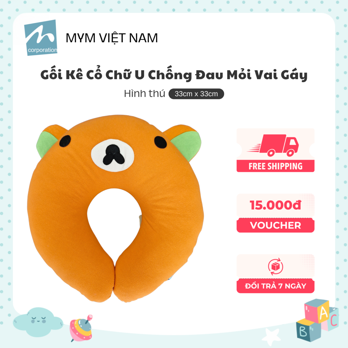 Gối tựa cổ cotton xốp mẫu 8