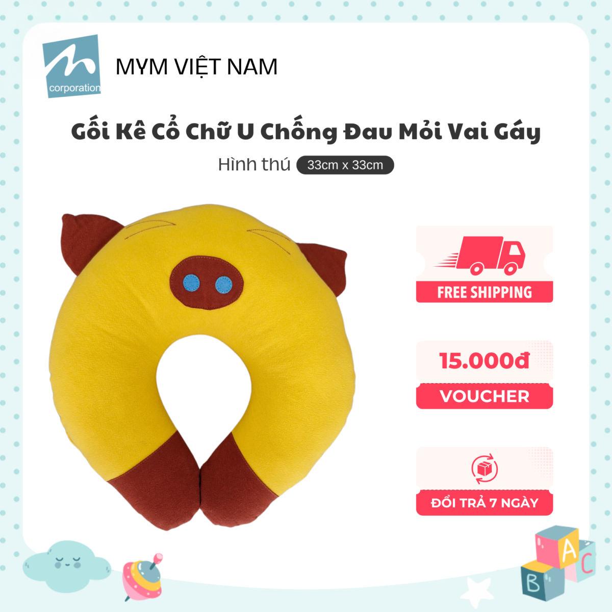 Gối tựa cổ cotton xốp mẫu 9